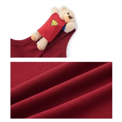 13DE MARZO Superman Bear Bodycon Dress Red - Image 9