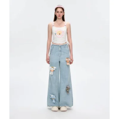 13DE MARZO Holiday Plushies Denim Jeans Blue - Image 3