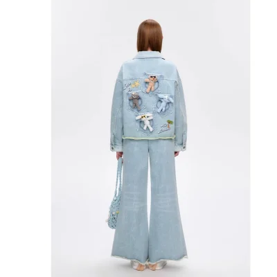 13DE MARZO Holiday Plushies Denim Jacket Blue - Image 4