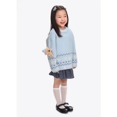 13DE MARZO BabyBear Fair Isle Knit Sweater Blue - Image 4