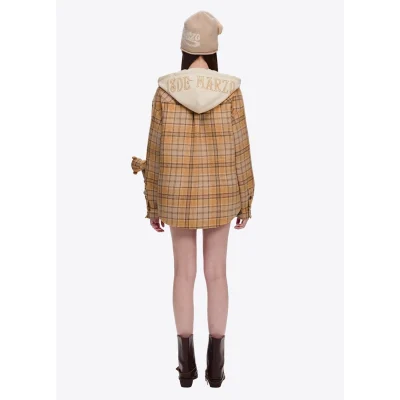13DE MARZO Doozoo Checked Hooded Jacket Yellow - Image 5