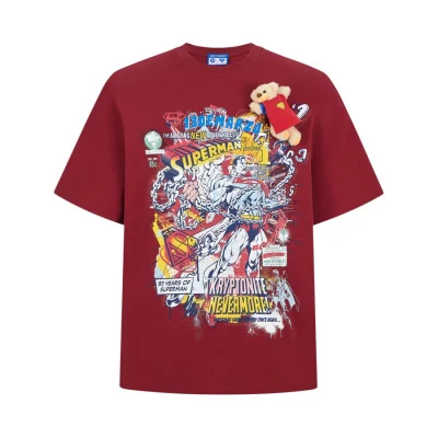13DE MARZO Superman Bear Illustrated T-shirt Red