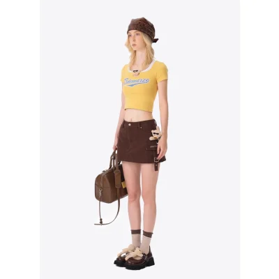 13DE MARZO Collision Colour Slim Top Yellow - Image 4