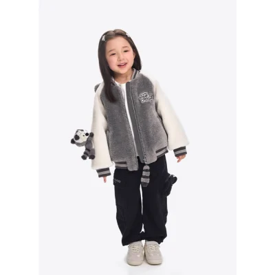 13DE MARZO Raccoon BabyBear Baseball Jacket Grey - Image 4