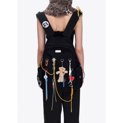 13DE MARZO Maximalist Pendant Backpack Black