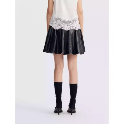 REVAN Reversible PU Leather Check Mini Skirt Black - Image 6