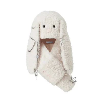 13DE MARZO Chains Hat Scarf White