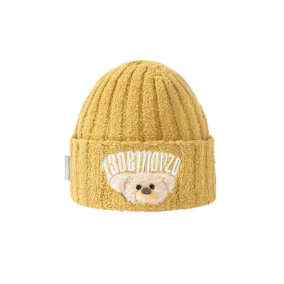 13DE MARZO Embroidered Plush Beanie Yellow