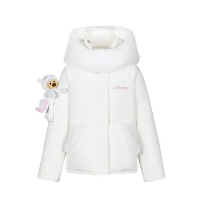 13DE MARZO Unicorn Bear Puffer Jacket White - Image 5