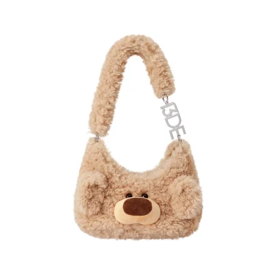 13DE MARZO Doozoo Fuzzy Underarm Bag Khaki