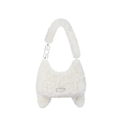 13DE MARZO Doozoo Fuzzy Underarm Bag White - Image 5