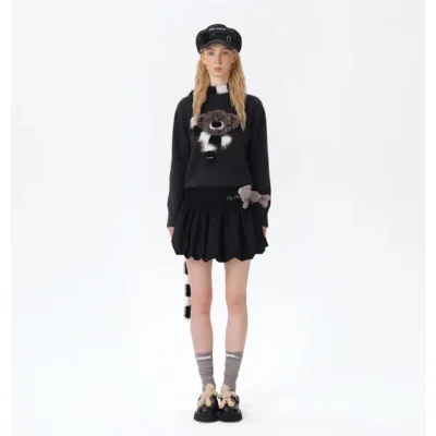 13DE MARZO Bear Upper Bud Skirt Black - Image 3