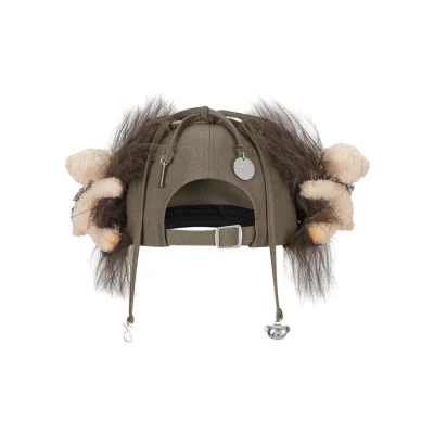 13DE MARZO Chains Fuzzy Ear Flap Cap Khaki - Image 4