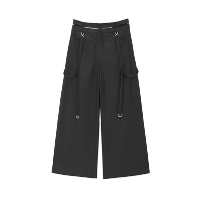 REVAN Asymmetrical Waist Wide-Leg Trousers Grey - Image 7