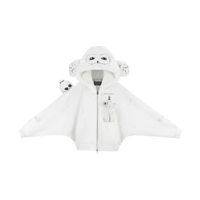 Harry Potter × 13DE MARZO Hedwig Hogwarts Offer Bear Hoodie White - Image 6