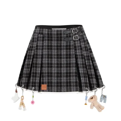 13DE MARZO Tailor Bear Stripe Skirt Grey