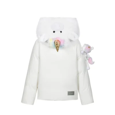 13DE MARZO Unicorn Bear Puffer Jacket White - Image 4