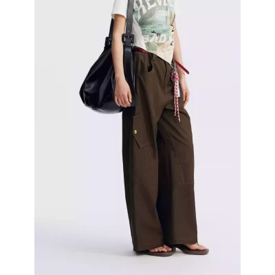 REVAN Red Belt Cargo Pants Army Green - Image 3