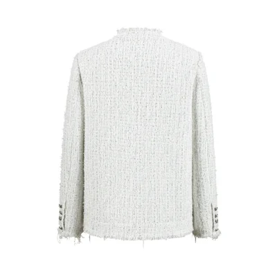 13DE MARZO Badge Vintage Chunky Wool Jacket White - Image 5