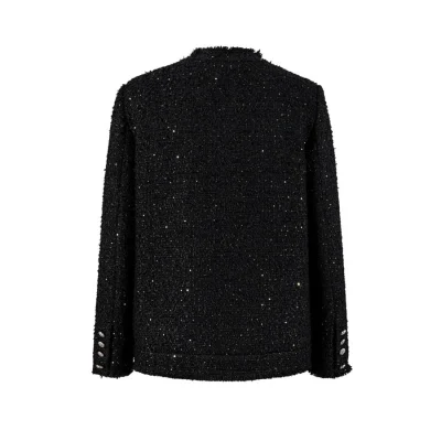 13DE MARZO Badge Vintage Chunky Wool Jacket Black - Image 6