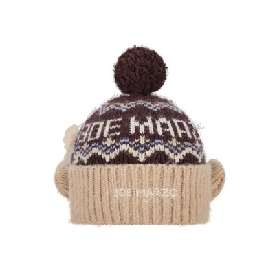 13DE MARZO BabyBear Fair Isle Knit Beanie Brown - Image 5