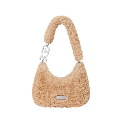 13DE MARZO Doozoo Fuzzy Underarm Bag Khaki - Image 5
