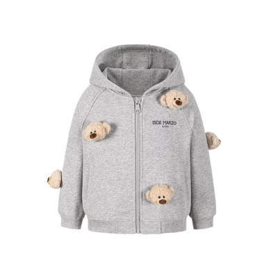 13DE MARZO BabyBear Full Zipper Hoodie Grey