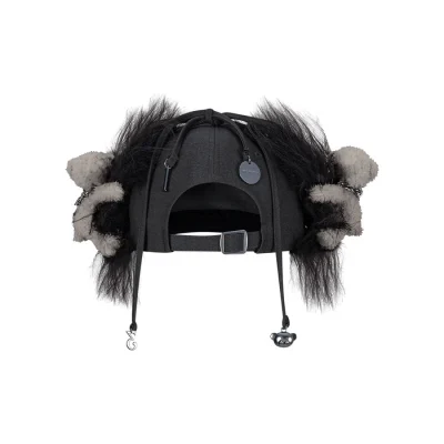 13DE MARZO Chains Fuzzy Ear Flap Cap Black - Image 4