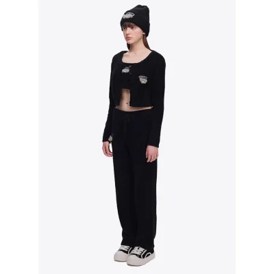 13DE MARZO Embroidered Plush Beanie Black - Image 4