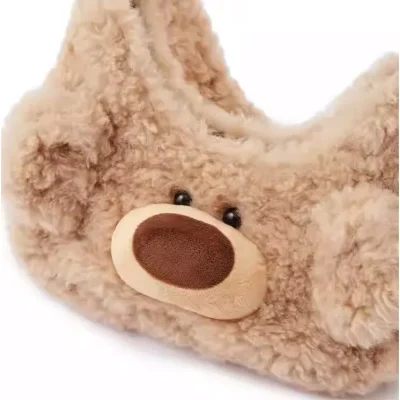 13DE MARZO Doozoo Fuzzy Underarm Bag Khaki - Image 6