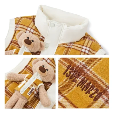 13DE MARZO Doozoo Checkered Down Vest Yellow - Image 7