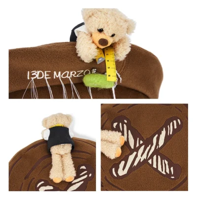 13DE MARZO Tailor Bear Button Beret Brown - Image 8