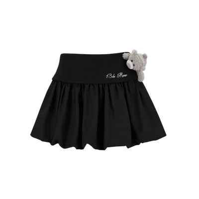 13DE MARZO Bear Upper Bud Skirt Black