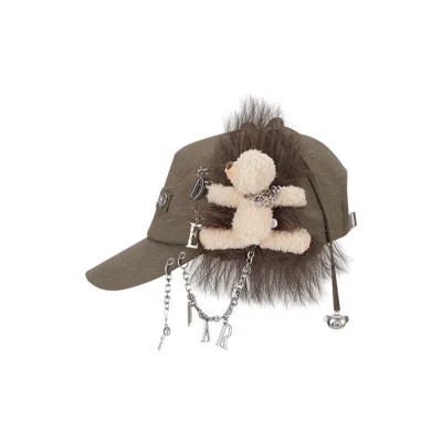 13DE MARZO Chains Fuzzy Ear Flap Cap Khaki - Image 3