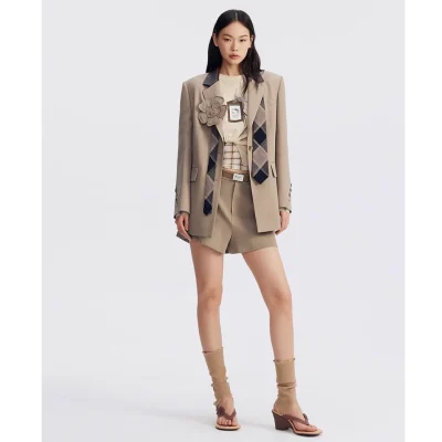 REVAN x Hello Kitty Khaki Patchwork Flower Blazer