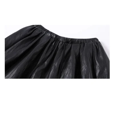 REVAN Reversible PU Leather Check Mini Skirt Black - Image 10