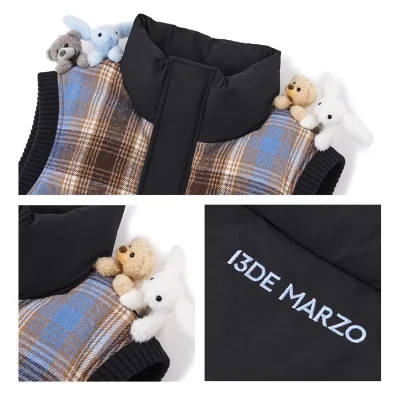13DE MARZO Friends Bear Down Vest Black - Image 7