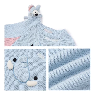 13DE MARZO Elephant Bear Batwing Sweater Blue - Image 9