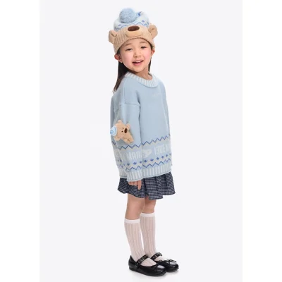 13DE MARZO BabyBear Fair Isle Knit Beanie Blue - Image 4