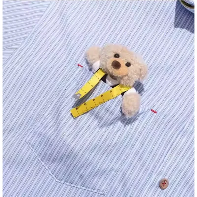 13DE MARZO Tailor Bear Stripe Shirt Blue - Image 8