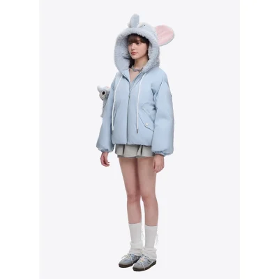 13DE MARZO Elephant Bear Puffer Jacket Blue - Image 4