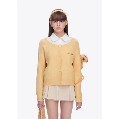 13DE MARZO Monkey Bear Cardigan Yellow