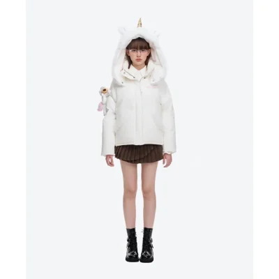 13DE MARZO Unicorn Bear Puffer Jacket White - Image 6