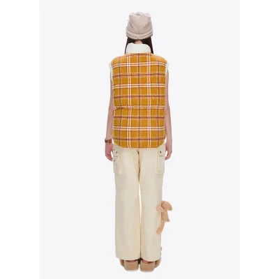 13DE MARZO Doozoo Checkered Down Vest Yellow - Image 5