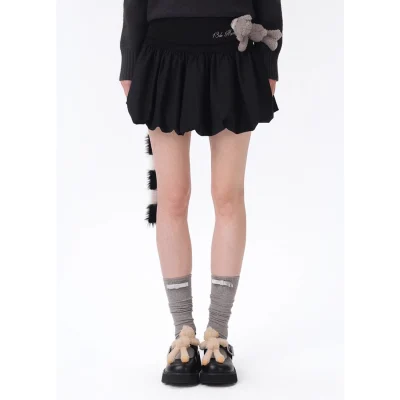13DE MARZO Bear Upper Bud Skirt Black
