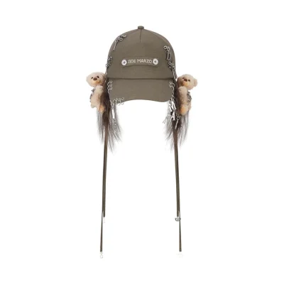 13DE MARZO Chains Fuzzy Ear Flap Cap Khaki