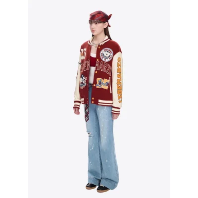 13DE MARZO Doozoo Retro Instruments Baseball Jacket Red - Image 4