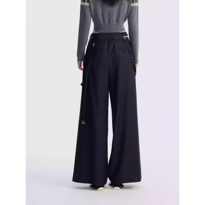 REVAN Asymmetrical Waist Wide-Leg Trousers Grey - Image 6