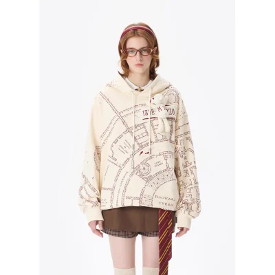 Harry Potter × 13DE MARZO The Marauder's Map Hoodie Almond
