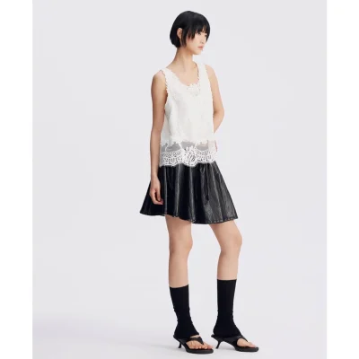REVAN Reversible PU Leather Check Mini Skirt Black - Image 4